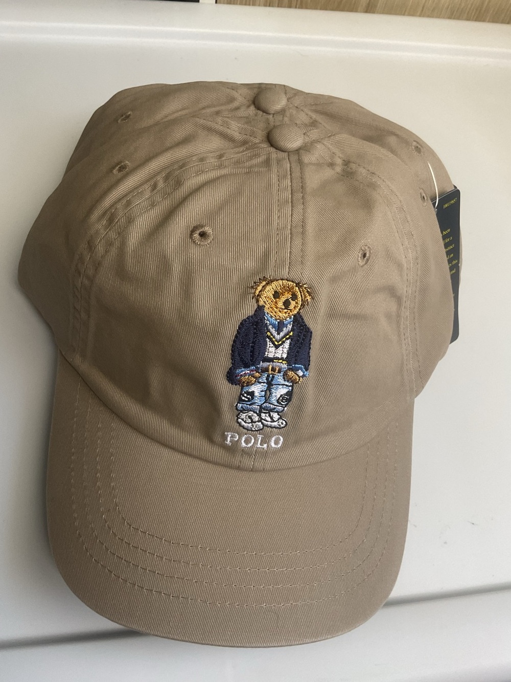 Polo by Ralph Lauren Khaki Bear Embroidered Baseball Cap